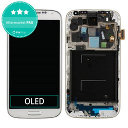 Samsung Galaxy S4 i9505 - LCD Display + Touchscreen Front Glas + Rahmen (White Frost) OLED