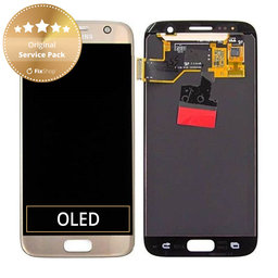 Samsung Galaxy S7 G930F - LCD Display + Touchscreen Front Glas (Gold) - GH97-18523C, GH97-18761C, GH97-18757C Genuine Service Pack