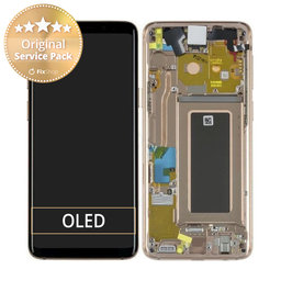 Samsung Galaxy S9 G960F - LCD Display + Touchscreen Front Glas + Rahmen (Sunrise Gold) - GH97-21696E, GH97-21697E Genuine Service Pack