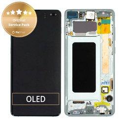 Samsung Galaxy S10 Plus G975F - LCD Display + Touchscreen Front Glas + Rahmen (Prism Green) - GH82-18849E, GH82-18834E, GH82-18857E Genuine Service Pack