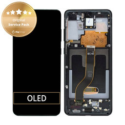 Samsung Galaxy S20 Plus G985F - LCD Display + Touchscreen Front Glas + Rahmen (Cosmic Black) - GH82-22134A, GH82-22145A, GH82-31441A Genuine Service Pack