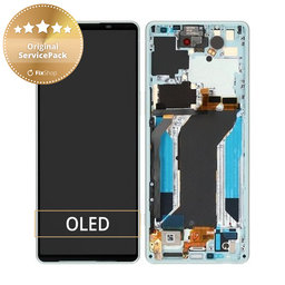 Sony Xperia 1 IV XQCT54 - LCD Display + Touchscreen Front Glas + Rahmen (White) - A5046145A Genuine Service Pack