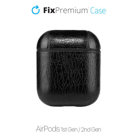 FixPremium - Etui aus Kunstleder für AirPods 1 und 2, schwarz