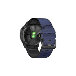 FixPremium - Lederarmband für Garmin (QuickFit 22mm), blau