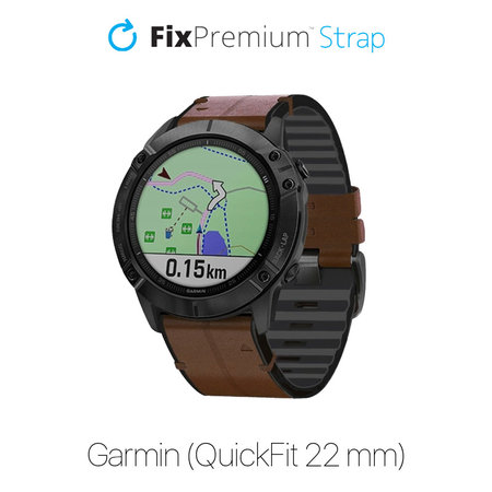 FixPremium - Lederarmband für Garmin (QuickFit 22mm), braun