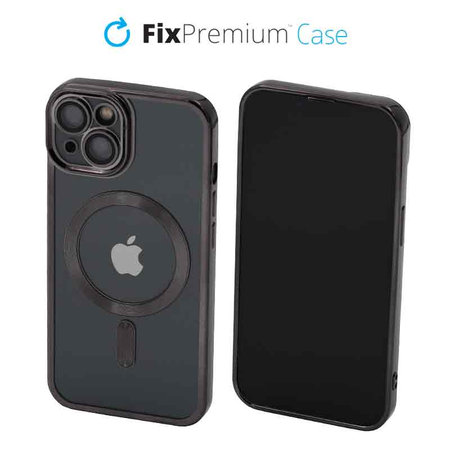 FixPremium - Kristall Hülle mit MagSafe für iPhone 13 und 14, schwarz