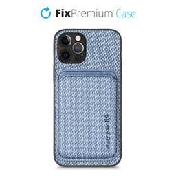 FixPremium - Carbon Hülle mit MagSafe Wallet für iPhone 12 Pro Max, blau