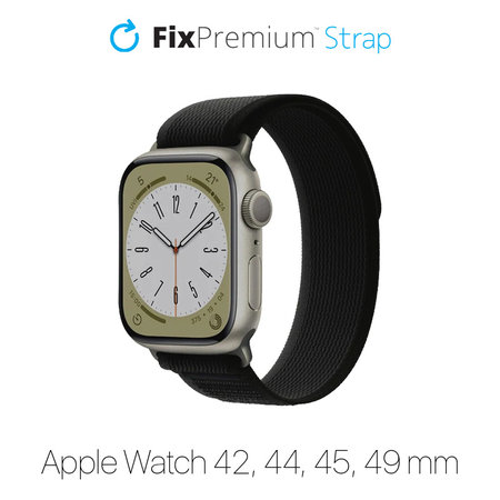 FixPremium - Remienok Trail Loop pre Apple Watch (42, 44, 45 und 49mm), schwarz