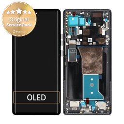 Motorola Edge 40 Pro - LCD Display + Touchscreen Front Glas + Rahmen (Interstellar Black) - 5D68C21986 Genuine Service Pack