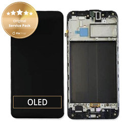 Samsung Galaxy M30 M305F - LCD Display + Touchscreen Front Glas + Rahmen (Black) - GH82-19347A, GH82-20624A Genuine Service Pack