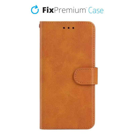 FixPremium - Hülle Book Wallet für iPhone 12 und 12 Pro, braun