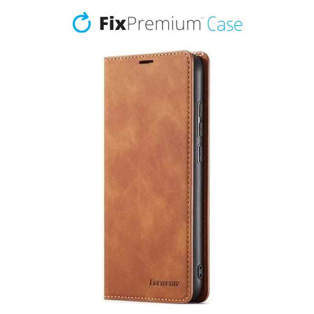 FixPremium - Hülle Business Wallet für iPhone 13 und 14, braun