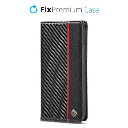 FixPremium - Hülle Carbon Wallet für iPhone 13 mini, schwarz