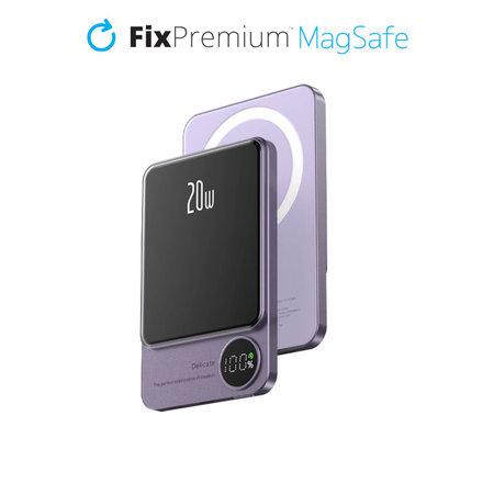 FixPremium - MagSafe PowerBank mit LCD 5000mAh, lila