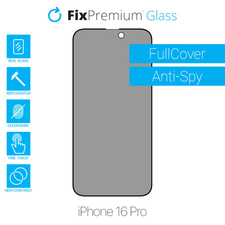 FixPremium Privacy Anti-Spy Glass - Gehärtetes Glas für iPhone 16 Pro