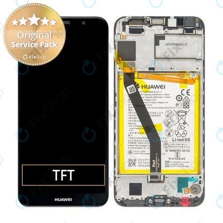 Huawei Y6 (2018), Y6 Prime (2018) ATU-L31 - LCD Display + Touchscreen Front Glas + Rahmen + Akku Batterie (Black) - 02351WLJ Genuine Service Pack