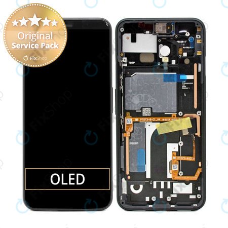 Google Pixel 4 - LCD Display + Touchscreen Front Glas + Rahmen (Just Black) - 20GF2BW0001 Genuine Service Pack